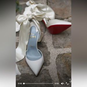 ISO White Douce Du Desert Satin Ankle-wrap Pumps